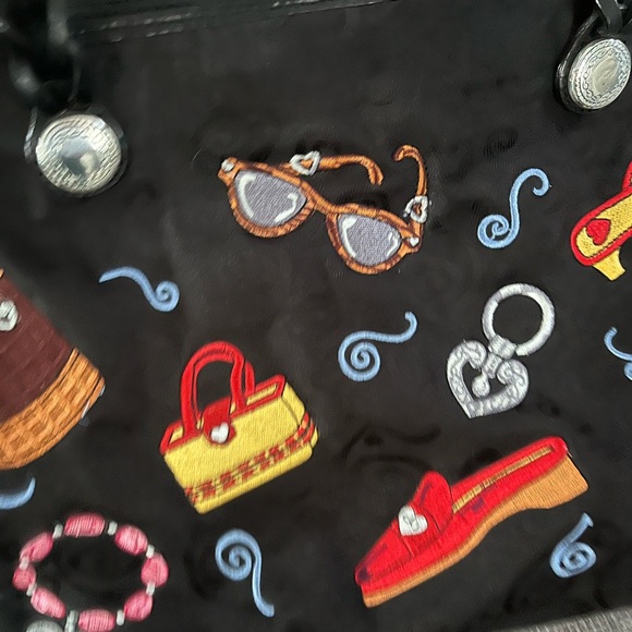 Brighton Black Embroidered Tote Purse - Picture 2 of 10